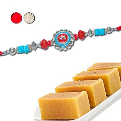 "Rakhi - ZR-5520 A (Single Rakhi), 500gms of Milk Mysore Pak  - Click here to View more details about this Product
